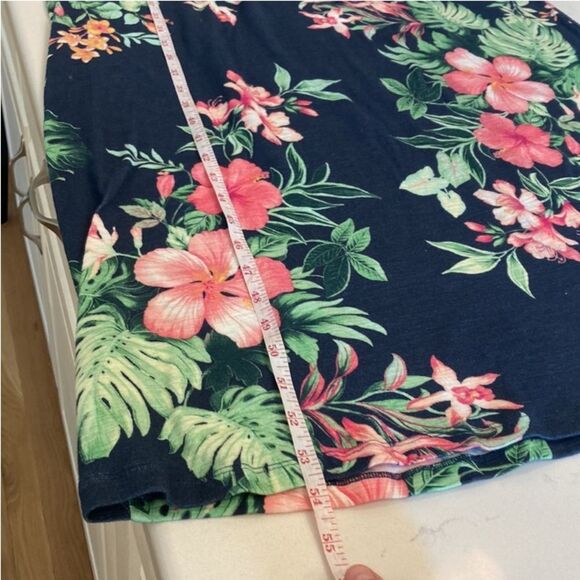 Tommy Bahama Hibiscus Flower Navy Hawalian Built in Bra Cotton Maxi Dress Small - Picture 5 of 7